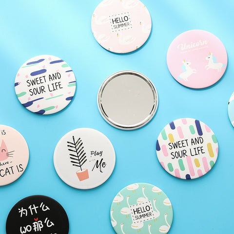 Cute Mirror Cartoon Personality Fashion Portable Round Mirror Mini Makeup Mirror Gift Giveaway