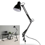 Flexible Swing Arm Clamp Mount Desk Lamp Black Table Light Reading Lamp for Home Office Studio Study 110V-240V for Home Room