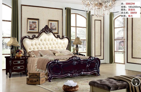 modern european solid wood bed Fashion Carved  1.8 m bed  french bedroom furniture HMRH892