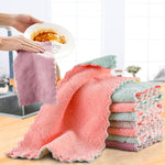 Double-layer Absorbent Thicker Scouring Pad Rag, Non-stick Oil Dish Wash Cloth Towel Kitchen Tableware Cleaning Wiping Tools