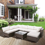 PE Rattan Sofa Set Couch Steel Frame Living Room Balcony Outdoor Garden Cushion Sturdy And Robust Living Room Sofas