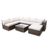 PE Rattan Sofa Set Couch Steel Frame Living Room Balcony Outdoor Garden Cushion Sturdy And Robust Living Room Sofas