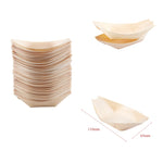 50x finger food - bowls, "boat" biodegradable wood party paper plates