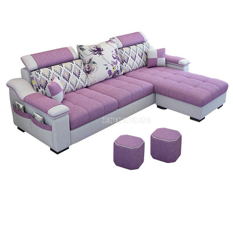 3 Seat Linen  Living Room Sofa Set Home Furniture Modern Design  Frame Soft Sponge L Shape Home Furniture