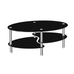 US Black Coffee Table Dual Fishtail Style Tempered Glass Oval Tea Table Living Room Furniture Dropshipping