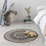 Morocco Round Carpet Bedroom Boho Style Tassel Cotton Rug Hand Woven National Classic Tapestry Sofa Cushion Tatami Floor Mats