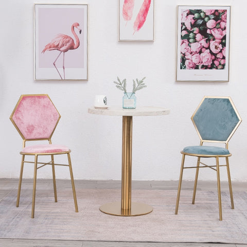 Nordic Pink Golden Chair Restaurant Lounge Dressing Chair for Nail Shop  Livingroom Chairs Salon Furniture