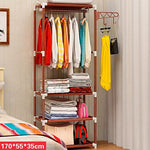 Simple Metal Iron Wardrobe Floor Standing Coat Rack Clothes Hanging Racks Storage Shelf Bedroom Furniture