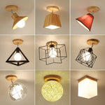 E27 Iron 5W Iron/Wood Ceiling Lamp Shade Pendant Light Covers and Shades Triangle Metal Ceiling Lampshades