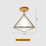 E27 Iron 5W Iron/Wood Ceiling Lamp Shade Pendant Light Covers and Shades Triangle Metal Ceiling Lampshades