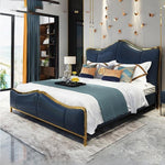 Leather Bed Post-modern Luxury Villa Princess Wedding Bed