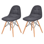 Costway Set of 2 Mid Century Style Upholstered Dining Side Chair Wood Legs