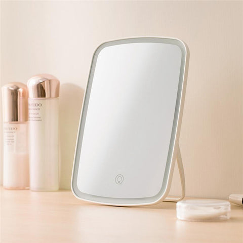 Portable Makeup Mirror LED Natural Light USB Refill Angle Adjustable Touch Control Brightness Dimmable Lights Women