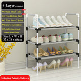 Storage Shoes Shelf Easy to Assemble Metal Shoe Rack Boots Sneakers Stand Portable Space-saving Shoe Organizer with Handrail