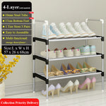 Storage Shoes Shelf Easy to Assemble Metal Shoe Rack Boots Sneakers Stand Portable Space-saving Shoe Organizer with Handrail