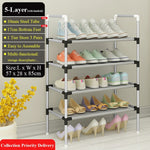 Storage Shoes Shelf Easy to Assemble Metal Shoe Rack Boots Sneakers Stand Portable Space-saving Shoe Organizer with Handrail