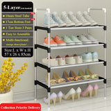 Storage Shoes Shelf Easy to Assemble Metal Shoe Rack Boots Sneakers Stand Portable Space-saving Shoe Organizer with Handrail