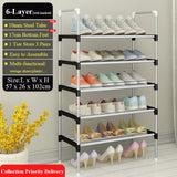 Storage Shoes Shelf Easy to Assemble Metal Shoe Rack Boots Sneakers Stand Portable Space-saving Shoe Organizer with Handrail