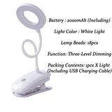 500LM Eye Protect LED Desk Lamp Switch Sensor Control Table Light USB Powered Stepless Dimmable Bendable Clip Study Lamps