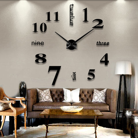 3D Wall Clock Mirror Wall Stickers Removable 4 Color Self-Adhesive Art Decal Wall Clocks Home Decor Living Room Quartz Needle