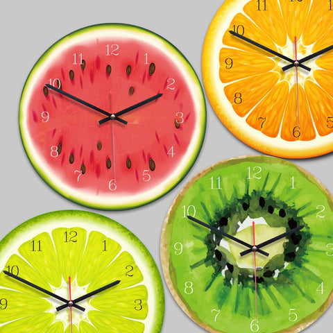 Creative Fruit Wall Clock Lime Modern Kitchen Lemon Clock Watch Home Decor Living Room Clock Tropical Fruit Wall Art Timepieces