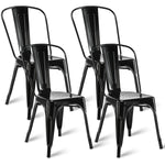 Costway Set of 4 Dining Side Chair Stackable Bistro Cafe Metal Stool Vintage