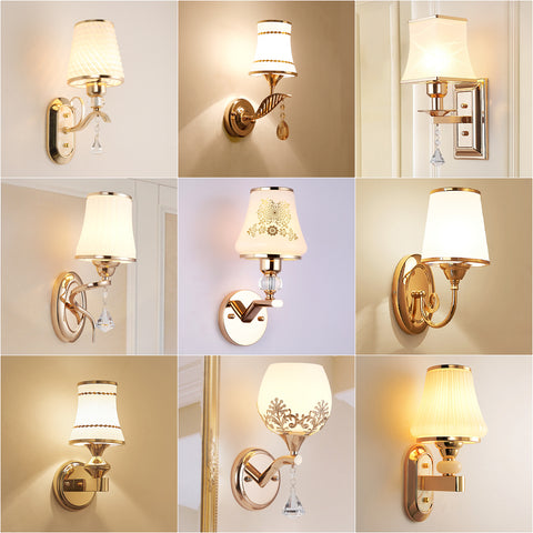 Apextech Wall Lamp European Classical Luxury Style E27 Socket Living Room Artistic Wall Lamp Hotel Bedroom Bedside Night Lights