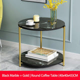 Marble texture Wood Double layer Coffee Table Living room Sofa Side Table Small Dining Table Small end Table Home Furniture