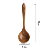 Natural Wood Tableware Fork Bamboo Kitchen Cooking Dining Soup Tea Honey Coffee Utensil Tools Soup-Teaspoon Skimmer Tableware