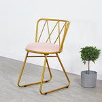 Luxury Golden Iron Dining Chair Creative Bow Backchair Restaurant Pink Dressing Stools Livingroom Chairs