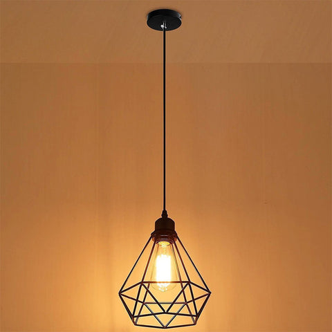 Geometric Pendant Metal Lamp Guard Retro Vintage Pendant  Light Shade Iron Cage CLH@8