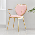 Modern fashion white dining chairs furniture for dining rooms Nordic gold makeup pink metal chair with heart back dropshipping