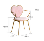 Modern fashion white dining chairs furniture for dining rooms Nordic gold makeup pink metal chair with heart back dropshipping