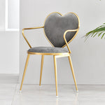 Modern fashion white dining chairs furniture for dining rooms Nordic gold makeup pink metal chair with heart back dropshipping