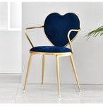 Modern fashion white dining chairs furniture for dining rooms Nordic gold makeup pink metal chair with heart back dropshipping