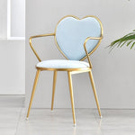 Modern fashion white dining chairs furniture for dining rooms Nordic gold makeup pink metal chair with heart back dropshipping