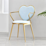 Modern fashion white dining chairs furniture for dining rooms Nordic gold makeup pink metal chair with heart back dropshipping