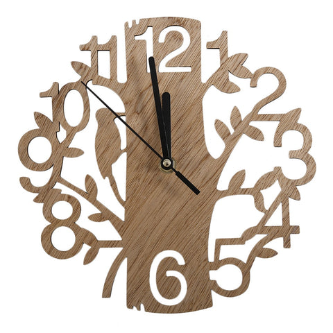 Vintage Design Wood Wall Clock Stylish Home Living Room Coffee Shop Chic Bar Decoration Personality Quiet Clock Square Shape