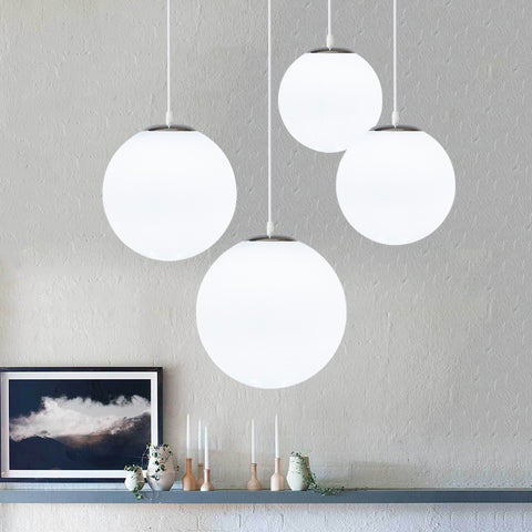 Modern white glass globe pendant lamp hotel restaurant bar kitchen islands ball round hanging light decoration E27 light fixture