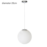 Modern white glass globe pendant lamp hotel restaurant bar kitchen islands ball round hanging light decoration E27 light fixture