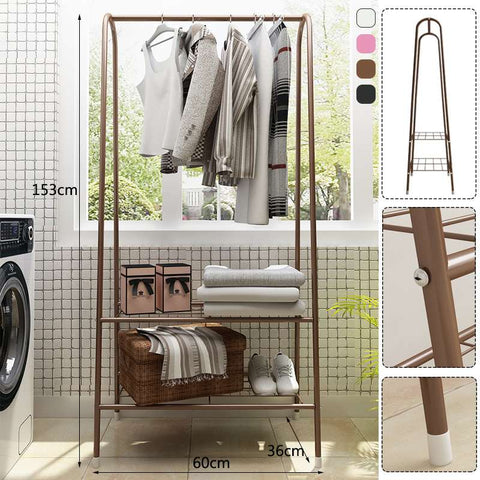 Multifunctional Coat Rack Floor Standing Clothes Hanging Storage Shelf Clothes Hanger Racks Simple Metal Iron Bedroom Furniture