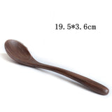 Vacclo Black Walnut Spoons Wooden Eco-friendly Japanese Style Coffee Stir Long Scoop Large Soup Rice Spoon Kitchen Tableware