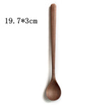 Vacclo Black Walnut Spoons Wooden Eco-friendly Japanese Style Coffee Stir Long Scoop Large Soup Rice Spoon Kitchen Tableware