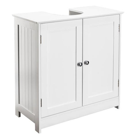 Storage Furniture Bathroom Sink Cabinet White Two Slatted Doors Waterproof MDF Bathroom cabinet