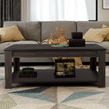 Easy Assembly Hillside Rustic Natural Coffee Table/Accent Cocktail Table With Storage Open Shelf For Living Room