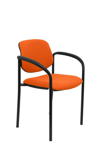 Visitor Chair 4's Topsy, with arms and estructrua Negro-up seat and backstop upholstered in BALI tissue Orange P