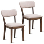 High Quality Oak Set of 2 Armless Fabric Upholstered Dining Side Chairs Elegant Superior Linen Surface White Chair HW60157