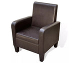 VidaXL Brown / Black / White Artificial Leather Chair Solid Synthetic Leather Upholstered Chair Elegant Living Room Chairs