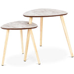 2 pcs Living Room Nesting End Coffee Tables with Wooden Leg Soft Foamed Pads Desk Set Durable Triangle Shape Tabletop HW59264