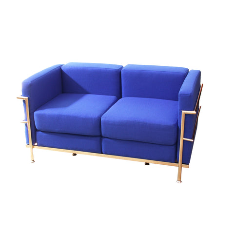 Sofa de Modulo/waiting two seater Upholstered in BALI tissue color blue TAPHOLE AND CURLED Model Tarazona